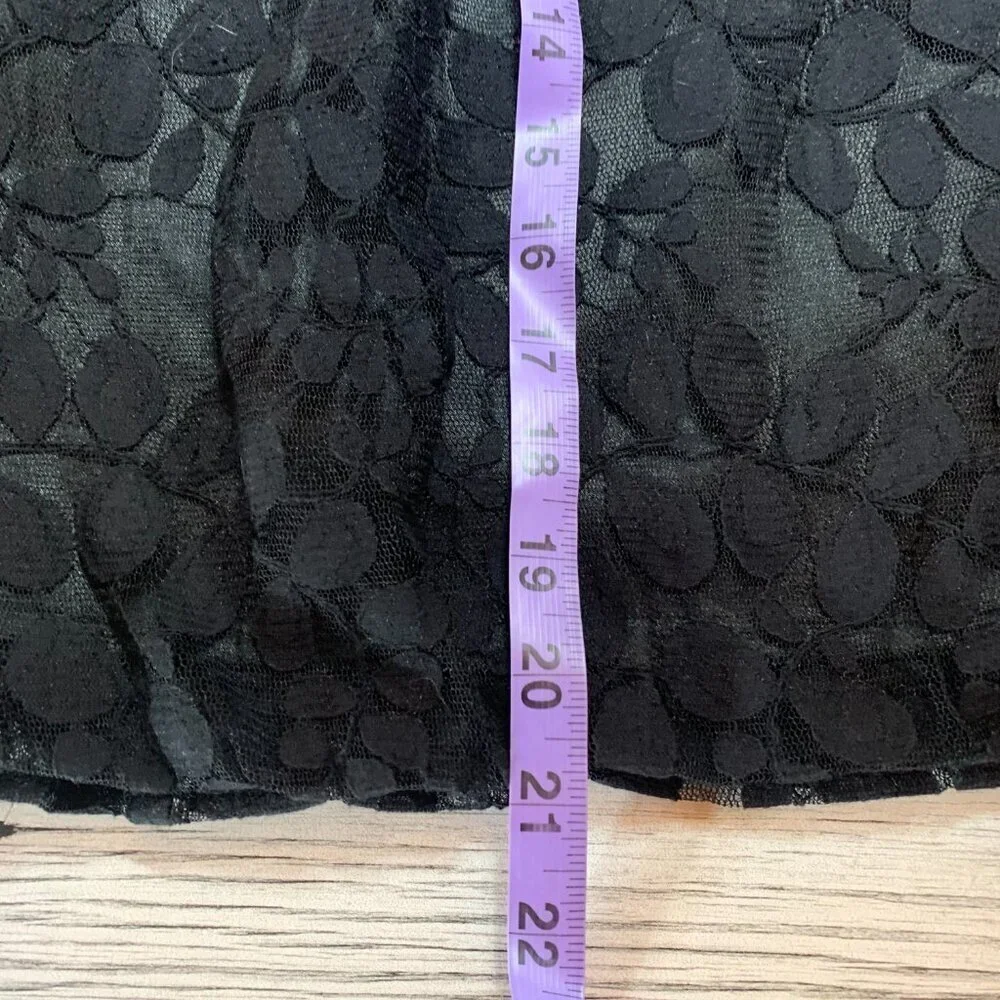 Peter Nygard Sheer Black Lace A-Line Lined Skirt - Picture 11 of 11